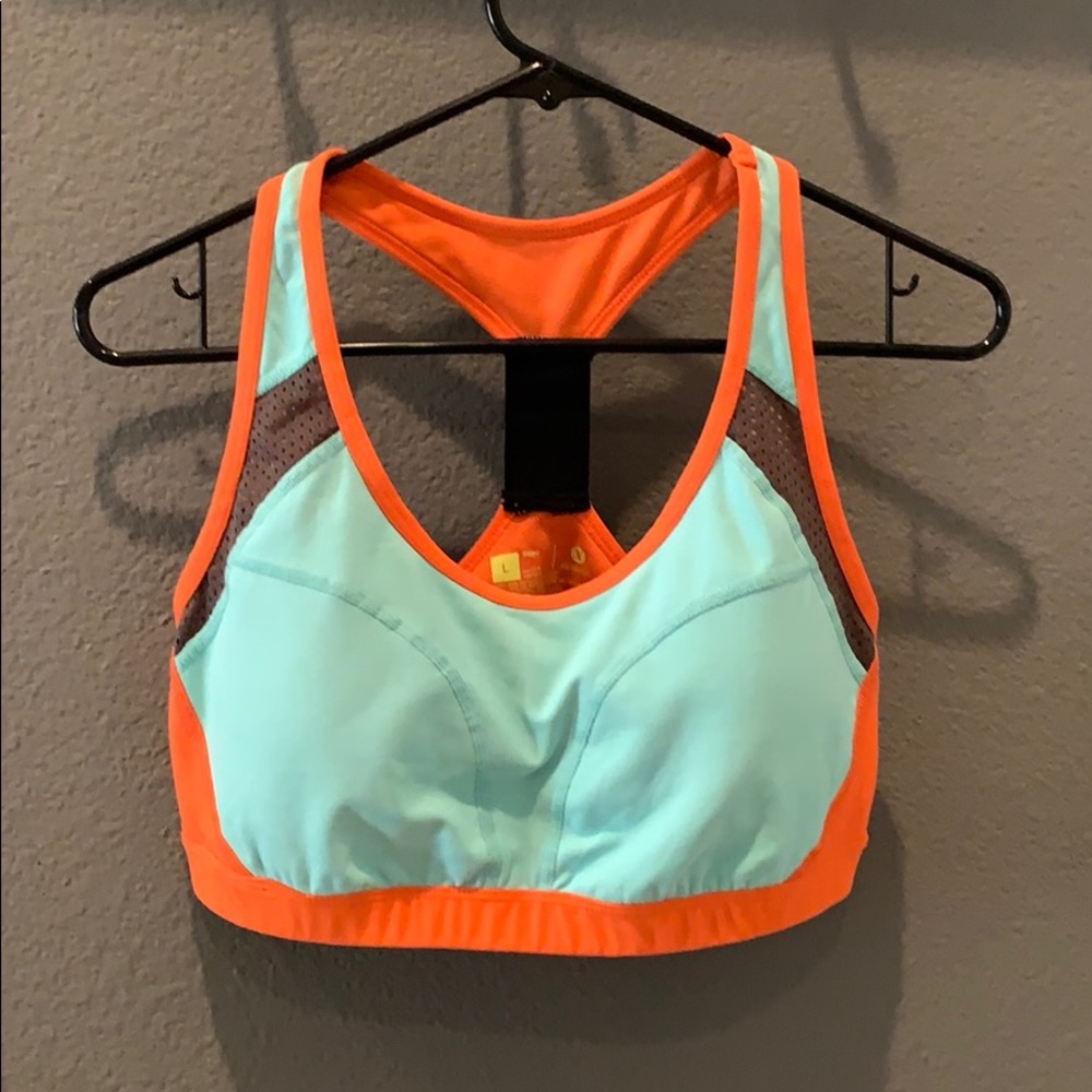 Aqua and Orange Sports Bra